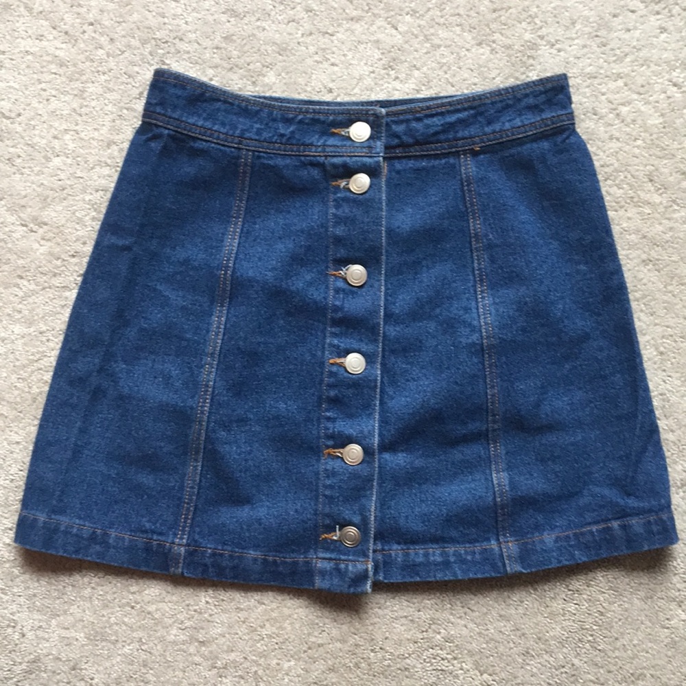 Button down denim skirt